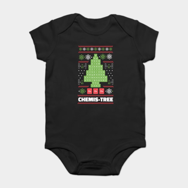 Periodic Table Chemis-Tree Ugly Christmas Sweater design Baby Bodysuit by Luxinda